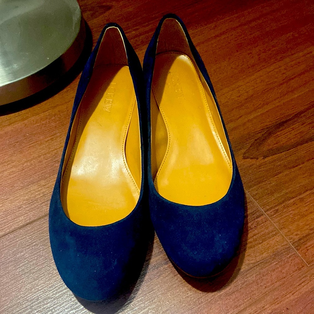 J Crew Blue Lily Suede Heeled Flat